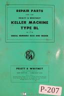 Pratt Whitney Keller Type BL, M1710 Tracer Mill Parts & Assembly Drawings Manual